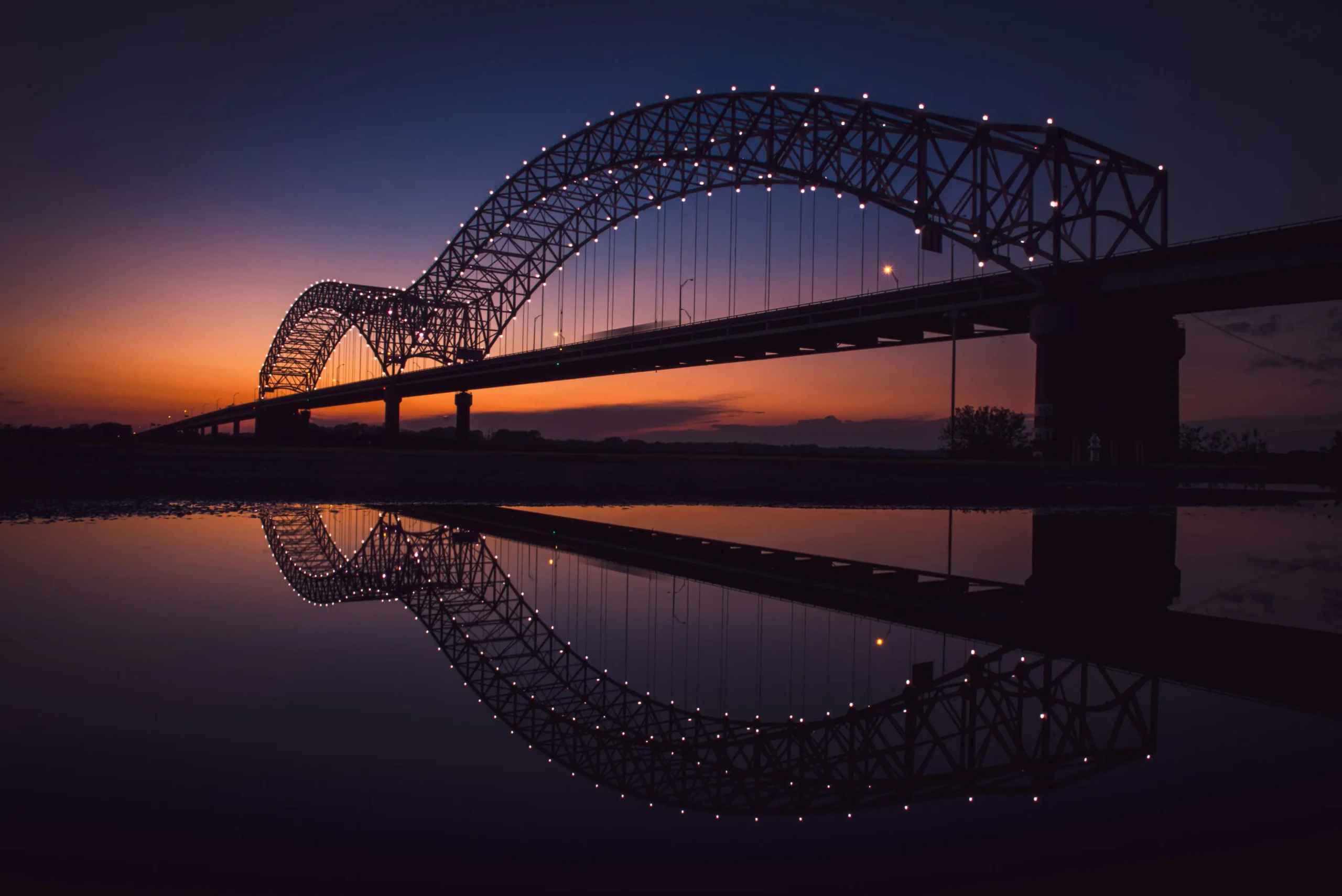 Memphis Bridge Hernando de Soto at sunset